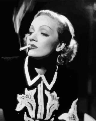 Black And White Smoking Marlene Dietrich paint by number