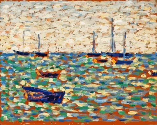 Boats In Sea George Seurat paint by number