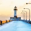 Canal Park Lighthouse Snow Paint by number