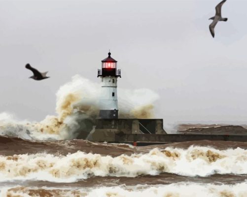 Canal Park Storm Paint by number