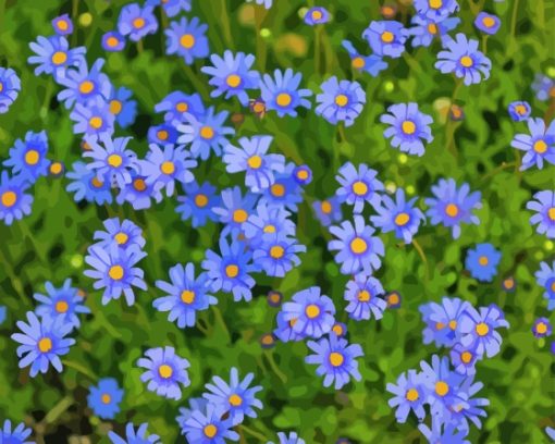 Cool Blue Daisies paint by number