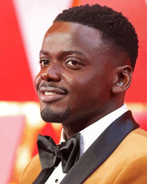 Classy English Actor Daniel Kaluuya Smiling By Diamond With Number