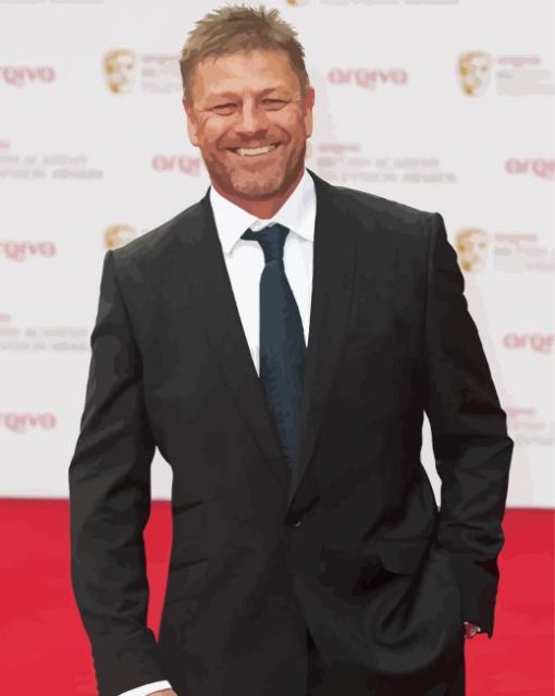 English Actor Sean Bean Smiling By Painting With Number