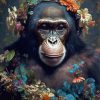 Floral Black Monkey By Painting With Number