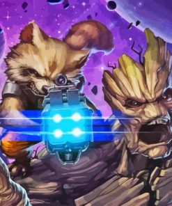 Guardians Of Galaxy Rocket And Groot paint by number