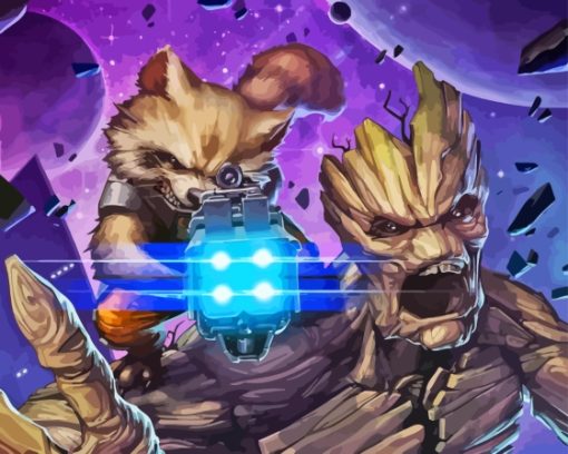 Guardians Of Galaxy Rocket And Groot paint by number