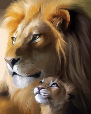 Close Up Lions By painting With Number