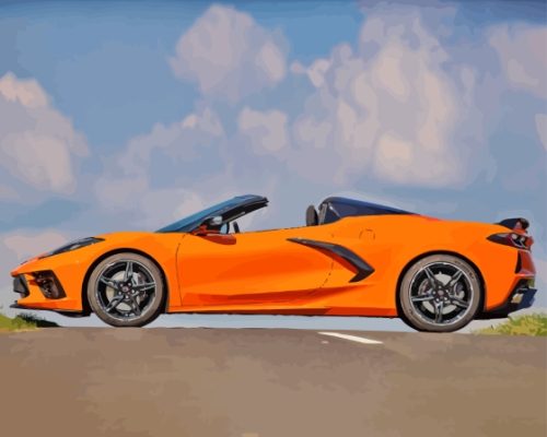 Orange C8 Convertible Corvette paint by number