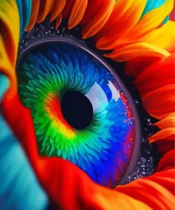 Rainbow Sunfower Eye paint by number