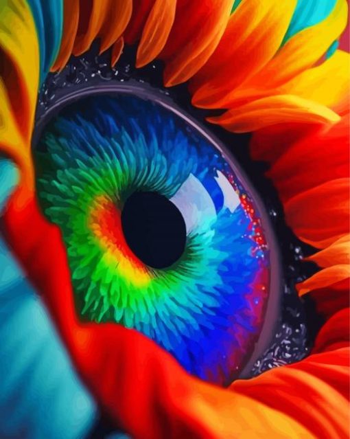 Rainbow Sunfower Eye paint by number