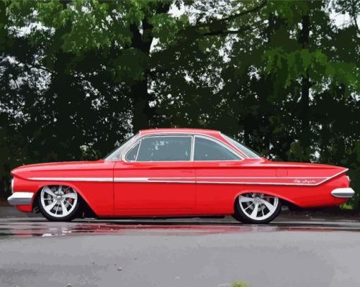 Red 1961 Chevrolet Impala By Painting With Number