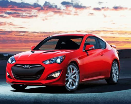 Red Hyundai Genesis Car Paint by number