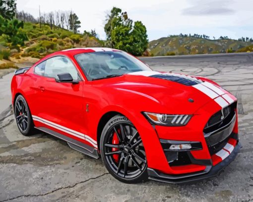 Red Shelby Mustang Paint by number