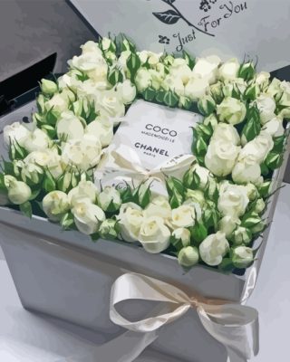 White Coco Chanel Roses paint by number