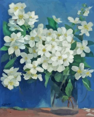 White Vintage Jasmine Flower paint by number