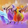 Black Women Dancing With Umbrella Paint By Numbers