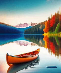 Canoe On Beautiful Lake Paint By Numbers