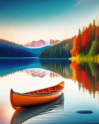 Canoe On Beautiful Lake Paint By Numbers