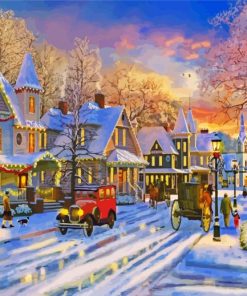 Christmas Small Town Art Paint By Numbers