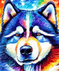 Colorful Alaskan Malamute Art Paint By Number