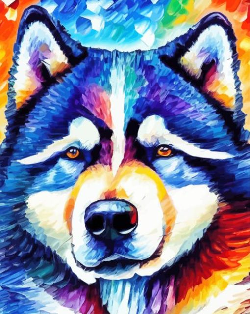 Colorful Alaskan Malamute Art Paint By Number