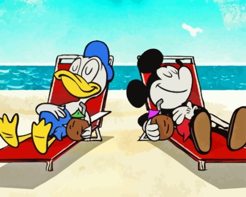 Donald Duck And Mickey At Beach Paint By Numbers