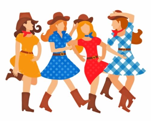 Girls Line Dancing Art Paint By Number