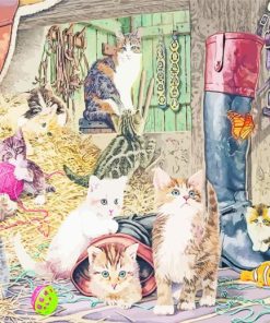 Kittens In A Barn Paint By Numbers