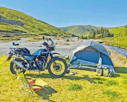 Motorcycle Camping Paint By Numbers