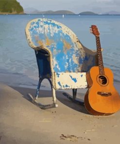 Old Beach Chair And Guitar Paint By Numbers