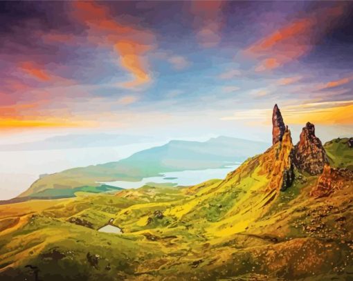 Old Man Of Storr Hill At Sunset Paint By Numbers