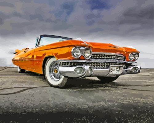 Orange Cadillac 1959 Paint By Numbers