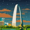 The Gateway Arch National Park At Night Poster Paint By Numbers