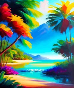 Abstract Tropical Beach Landscape Paint By Numbers