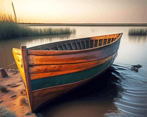 Aesthetic Abandoned Wooden Boat Paint By Numbers