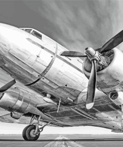 Black And White Vintage Plane Paint By Numbers