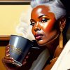 Black Lady Having Coffee Paint By Number