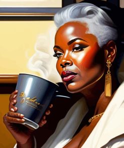 Black Lady Having Coffee Paint By Number