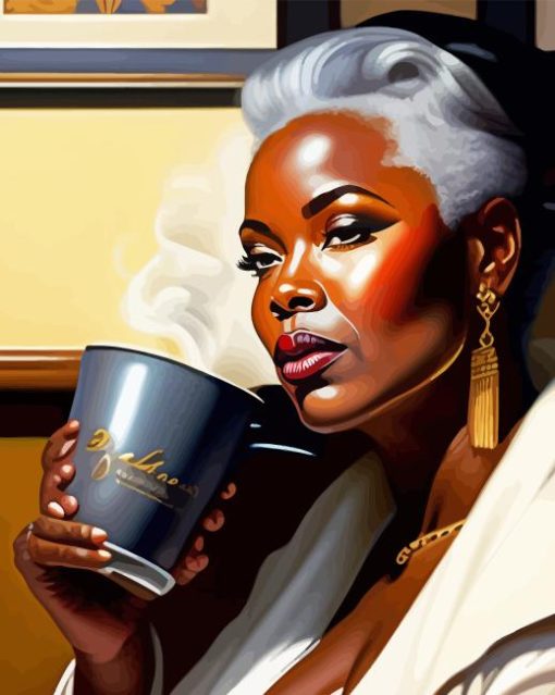 Black Lady Having Coffee Paint By Number