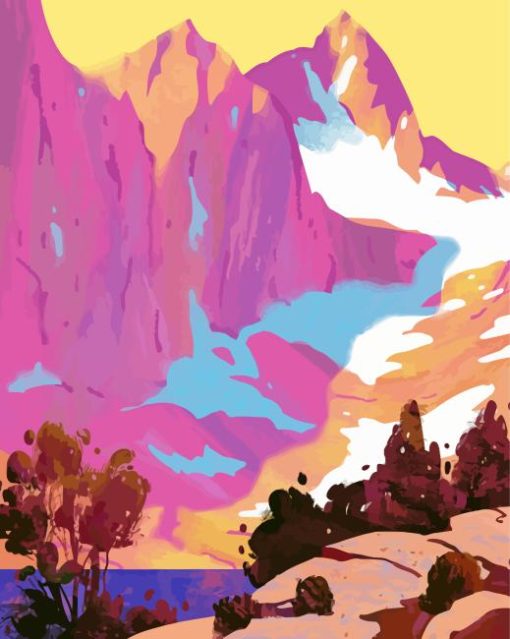 Cool Pink Mountains Paint By Numbers