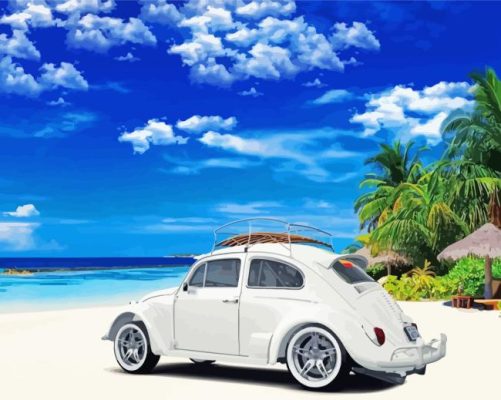 Cool Vw Bug At Beach Paint By Numbers