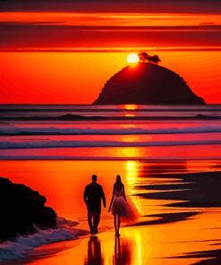 Couple Walking On Beach Paint By Number