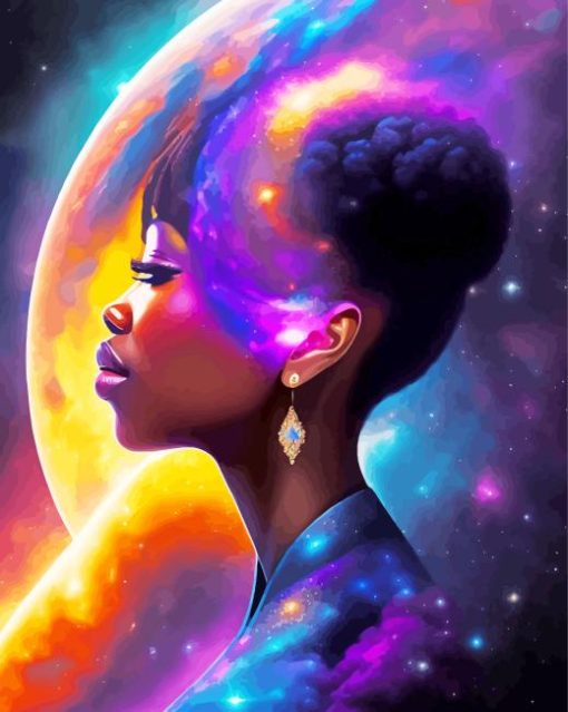 Galaxy African girl Paint By Numbers