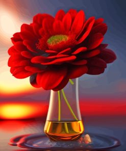 Glass Vase And Red Flower Paint By Numbers