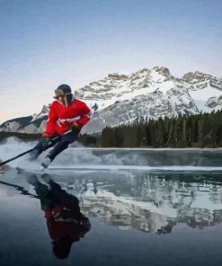 Ice Hockey Player On Lake Paint By Numbers