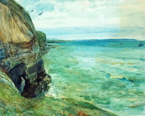 John William Inchbold Cliffs And Sea Filey Yorkshire Paint By Number