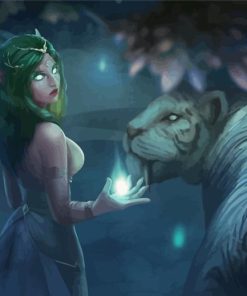 Night Elf And Tiger Art Paint By Numbers