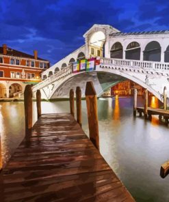 Rialto Bridge Venice City At Night Paint By Numbers