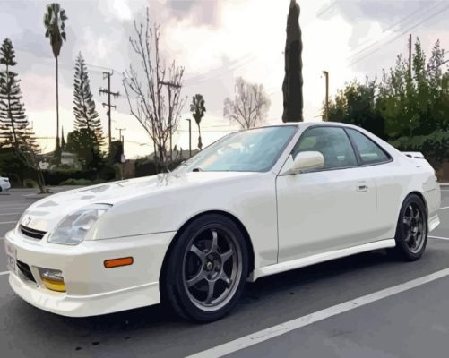 White Honda Prelude Paint By Numbers