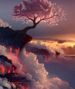 Tree Over Clouds Sunset Paint By Numbers
